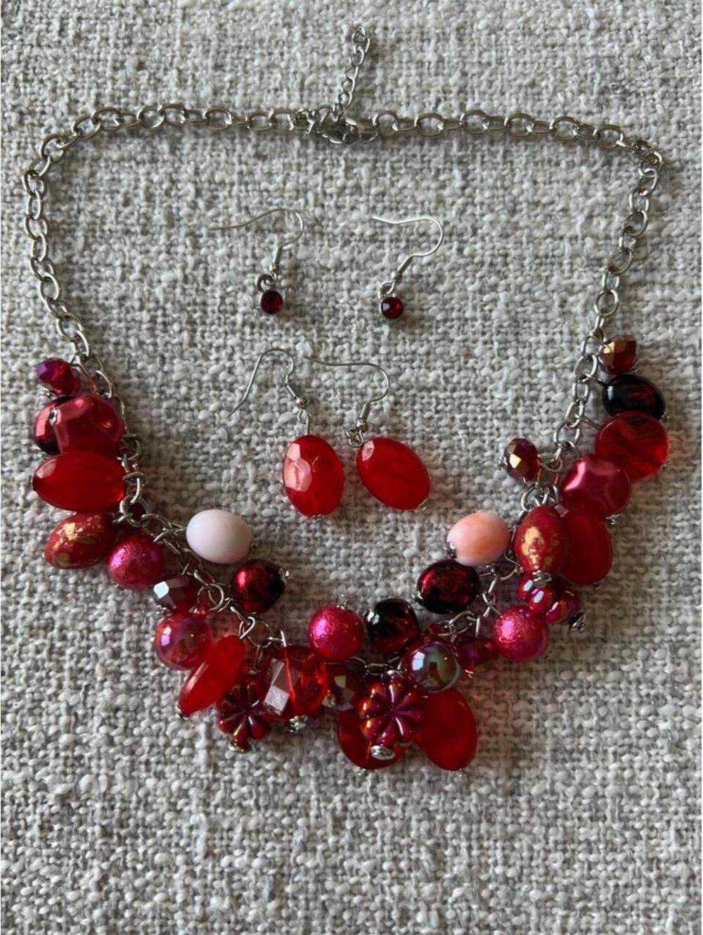 Red Charm & 2 Red Earring Sets